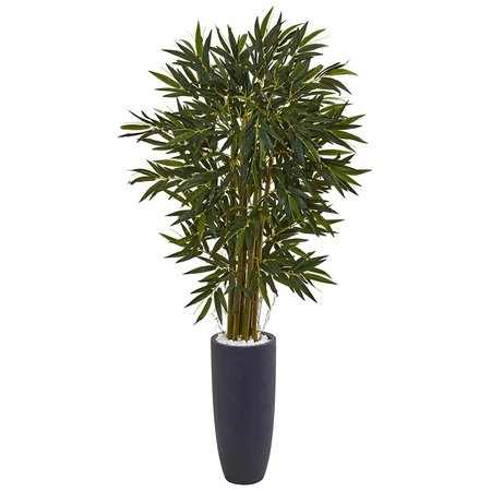 NEARLY NATURALS 6.5 ft. Silk Bamboo Tree in Gray Cylinder Planter NEN-5813-IFS